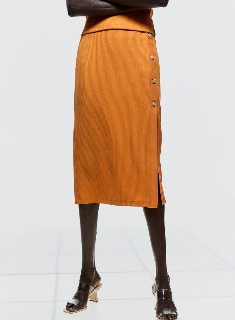 H&M Ribbed High Waist Skirt